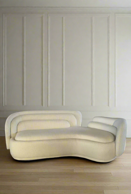 Bernard White Curved Velvet Sofa