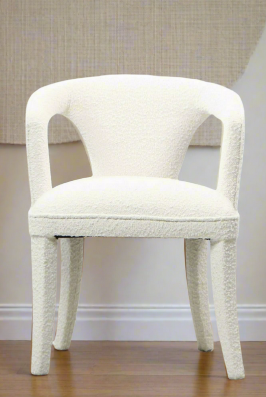 Swift Boucle Dining Armchair Chair in White-PRE-ORDER