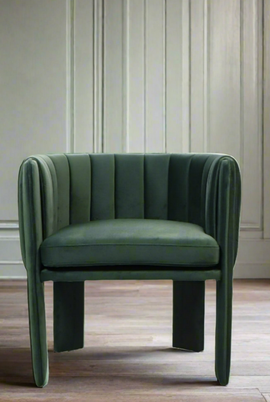 Olivia Channel Tufted Dining Armchair Chair in Green-PRE-ORDER