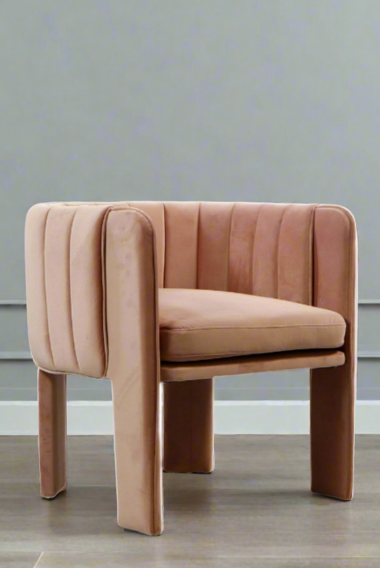 Olivia Channel Tufted Dining Armchair Chair in Blush-PRE-ORDER