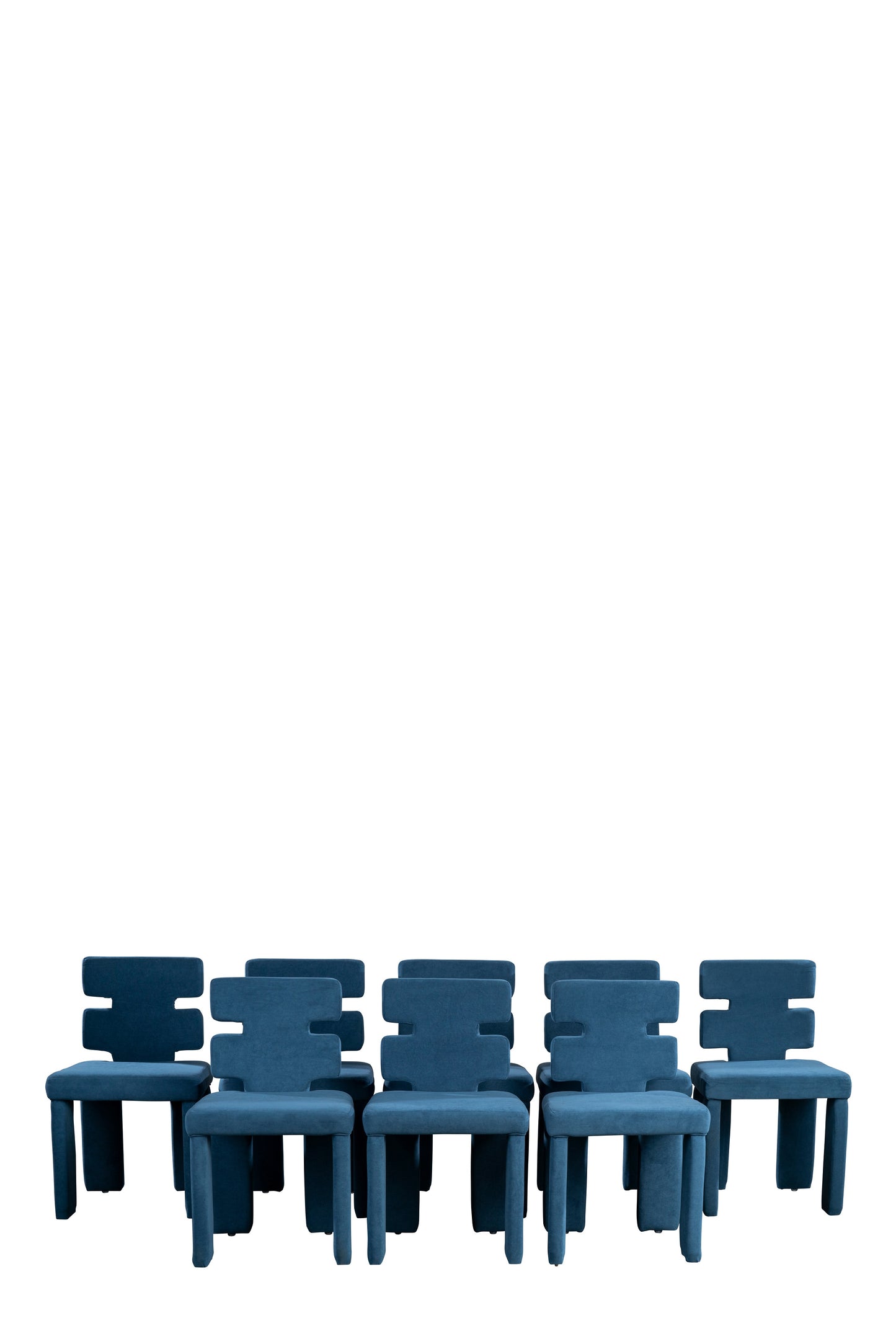 Set of 8 Mya Dining Chairs in Blue