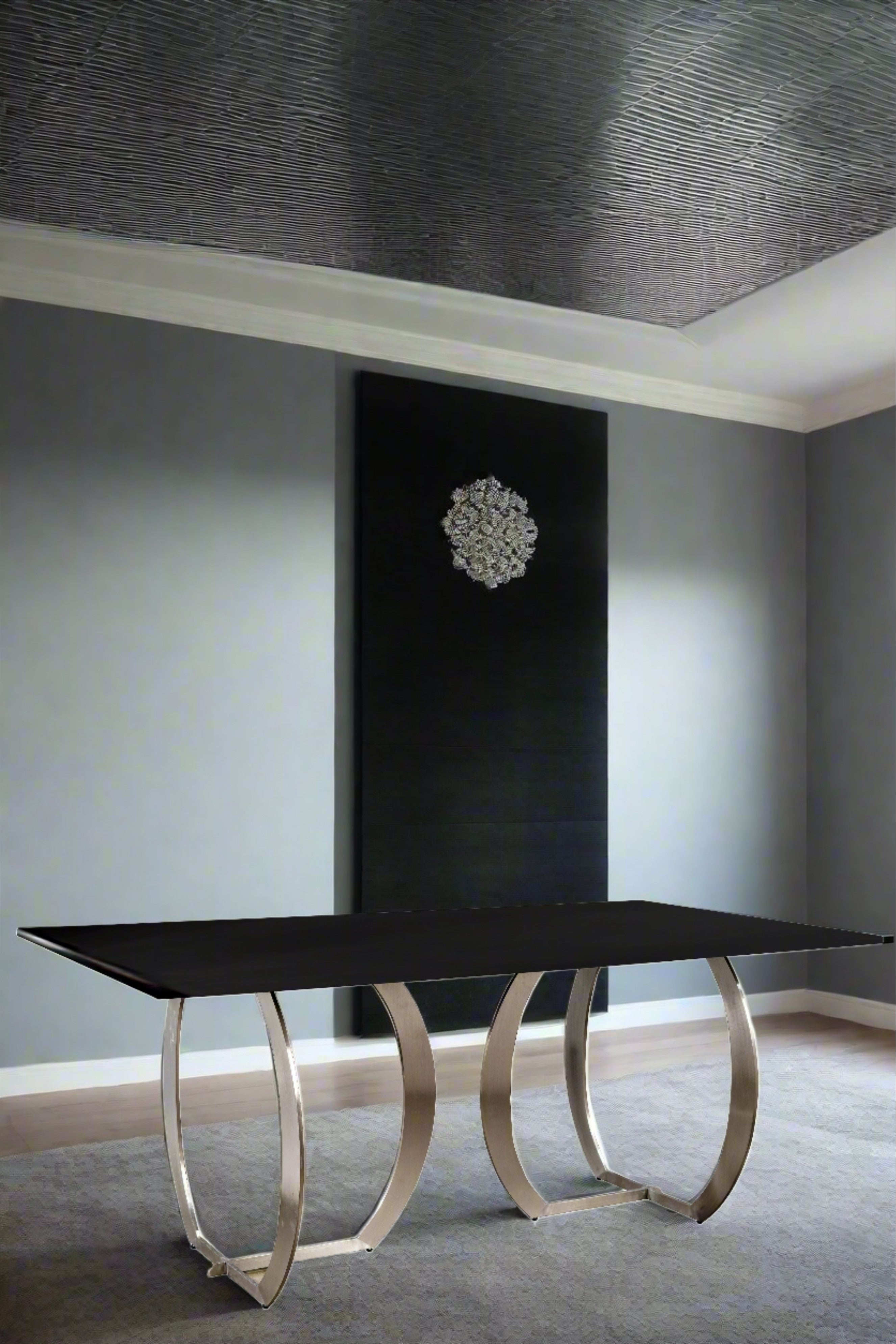 Black and chrome dining table online