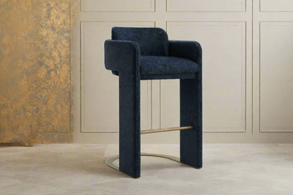 blue upholstered luxury bar chair