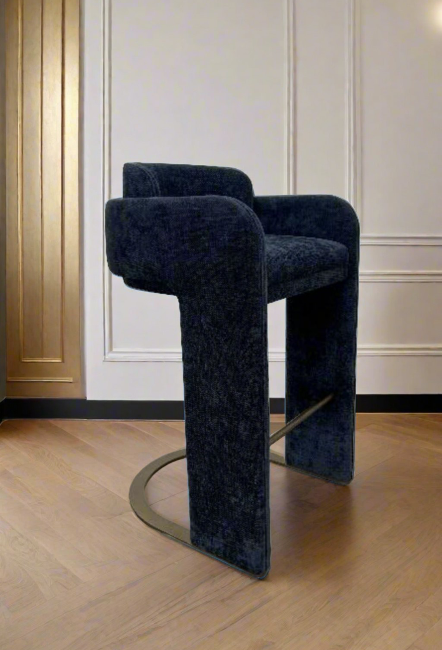 Indigo Blue Upholstered Bar Chair