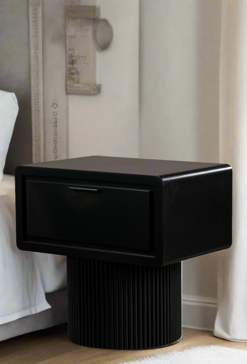 black modern nightstand