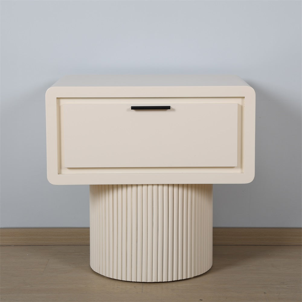 Marant Fluted Nightstand in Beige