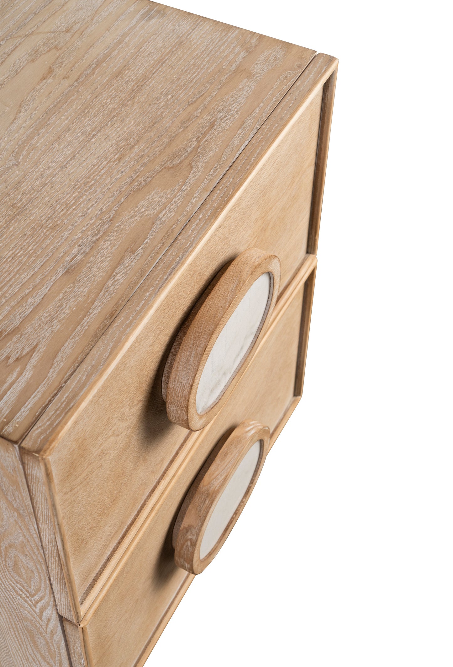 Lulu Light Oak Nightstand with White Handles