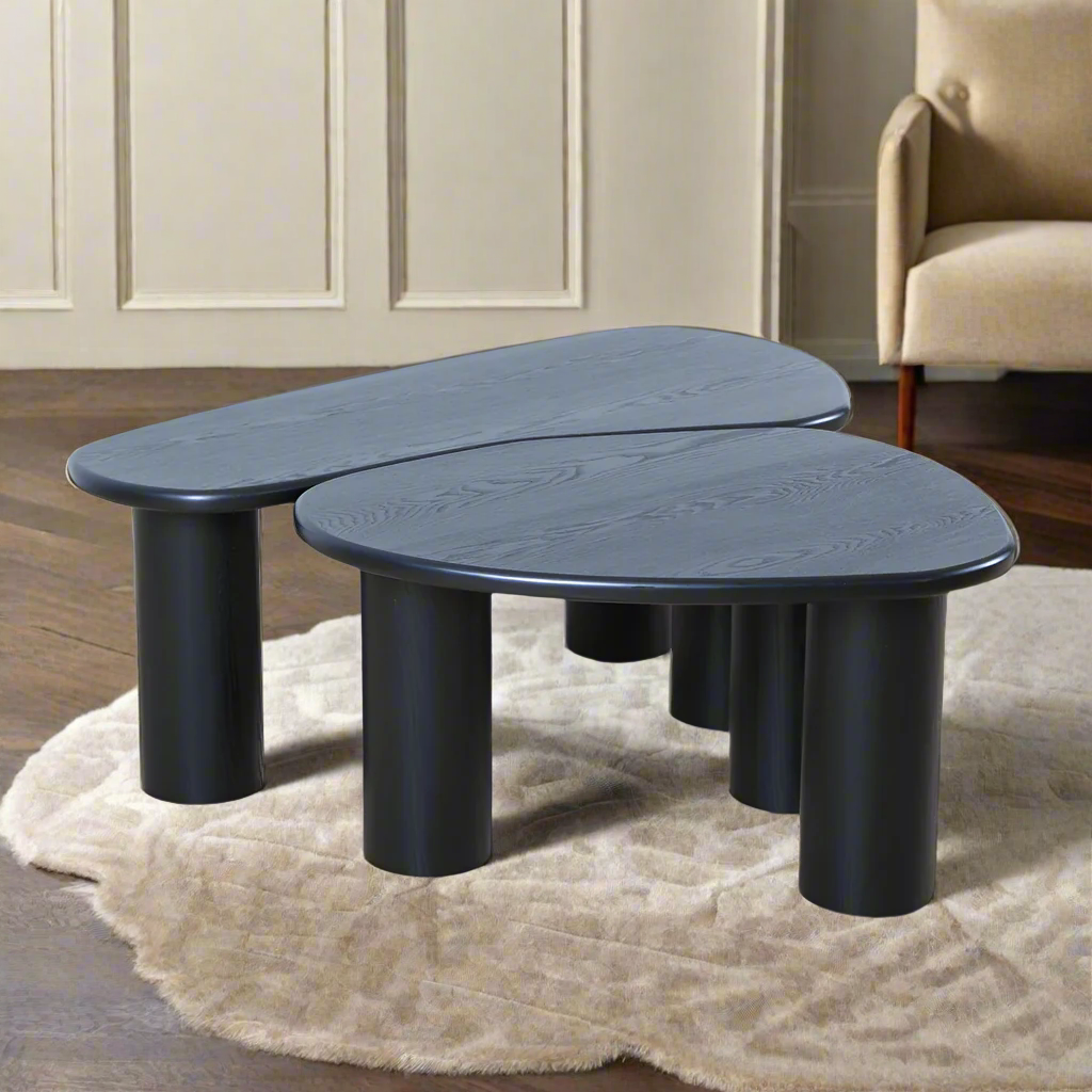 Fendy Set of 2 Free Form Wood Coffee Tables