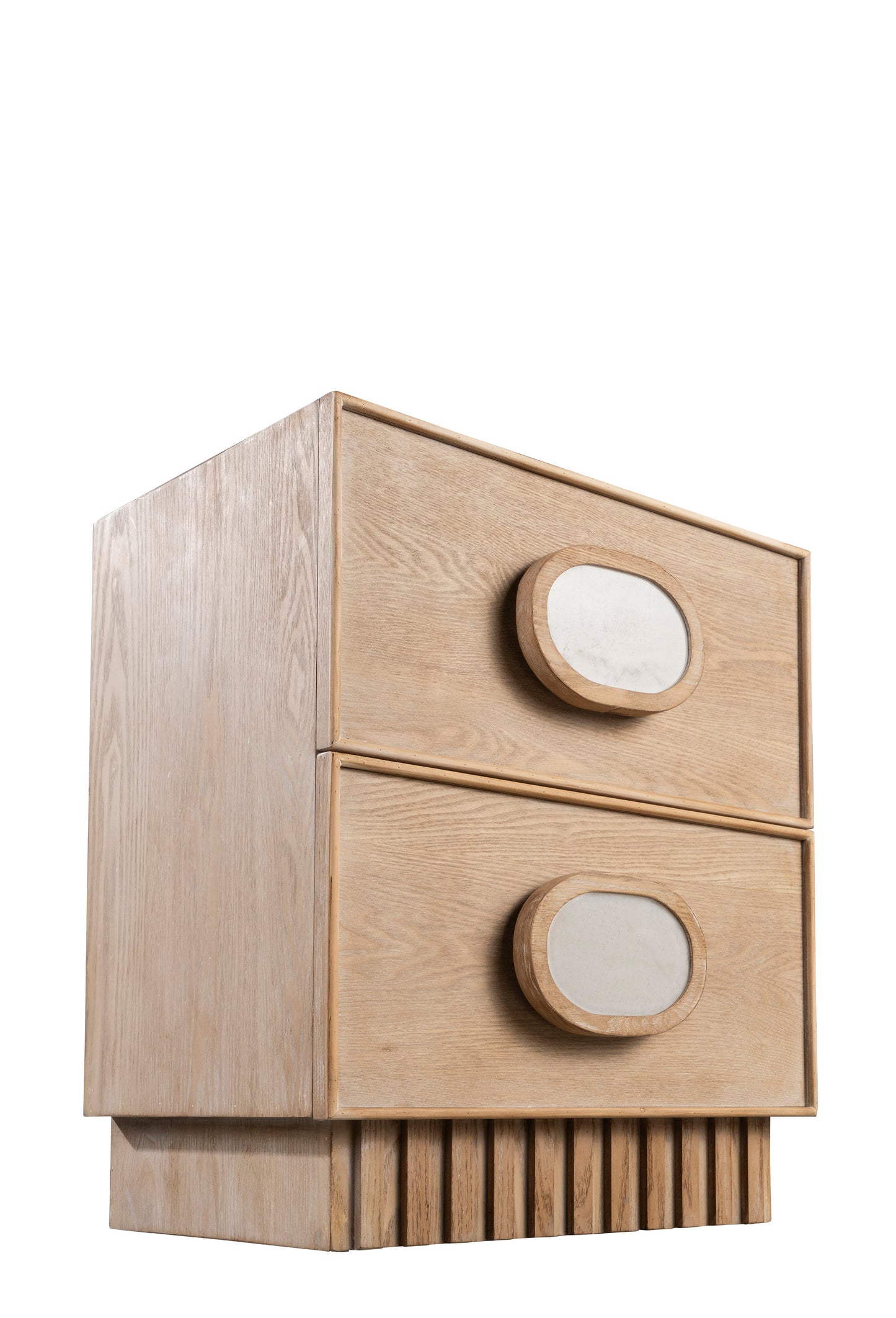 Lulu Light Oak Nightstand with White Handles