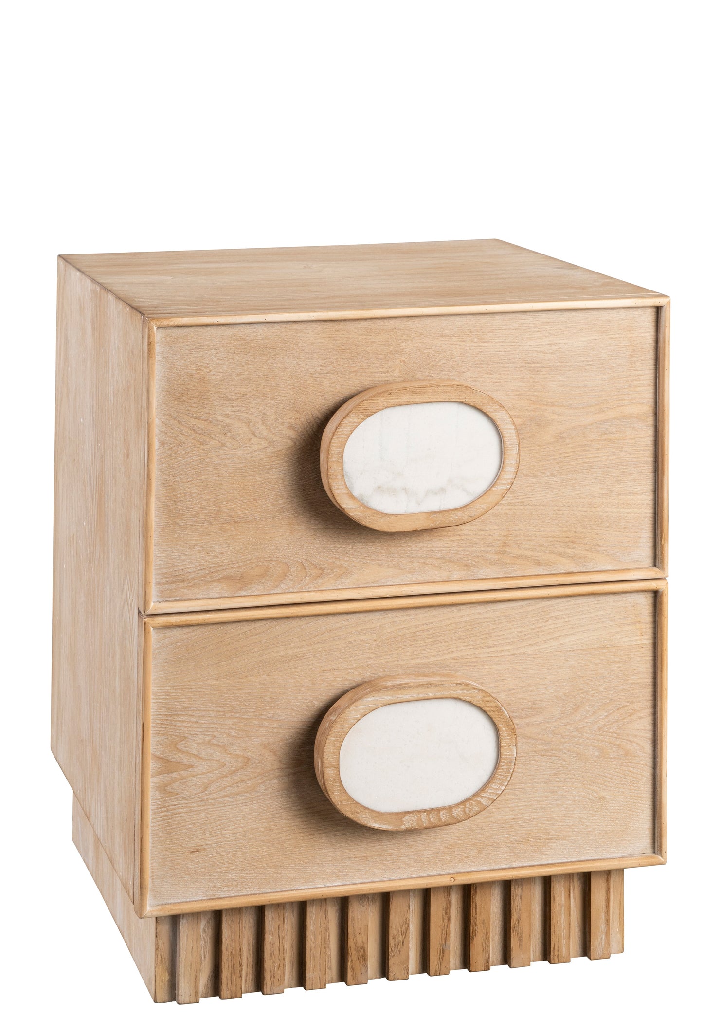 Lulu Light Oak Nightstand with White Handles