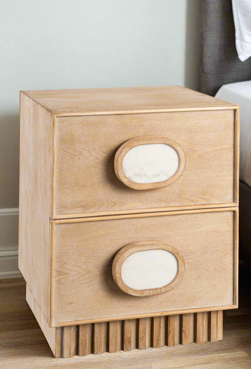 natural wood nightstand