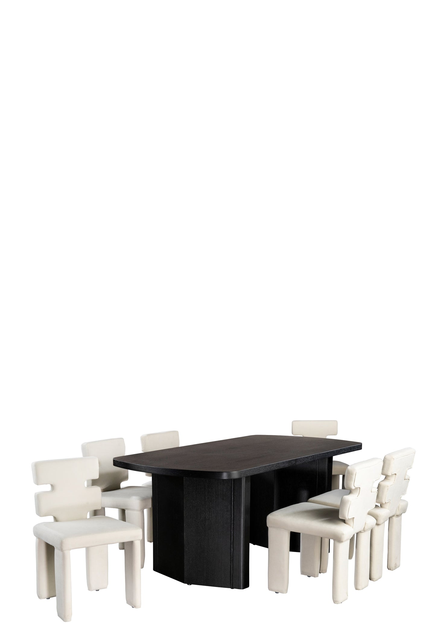 Mya Rectangular Dining Table Set for 6 in White