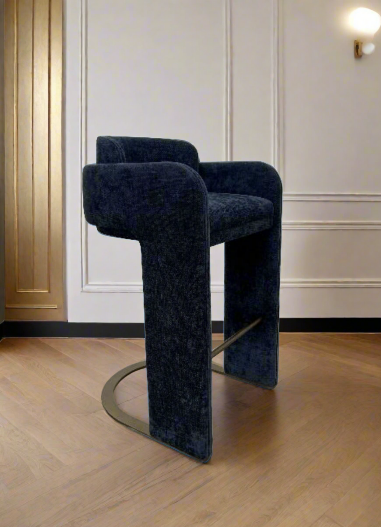 blue upholstered bar chair 