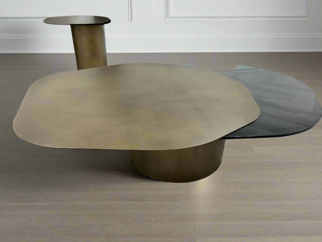 irregular modern brass coffee table