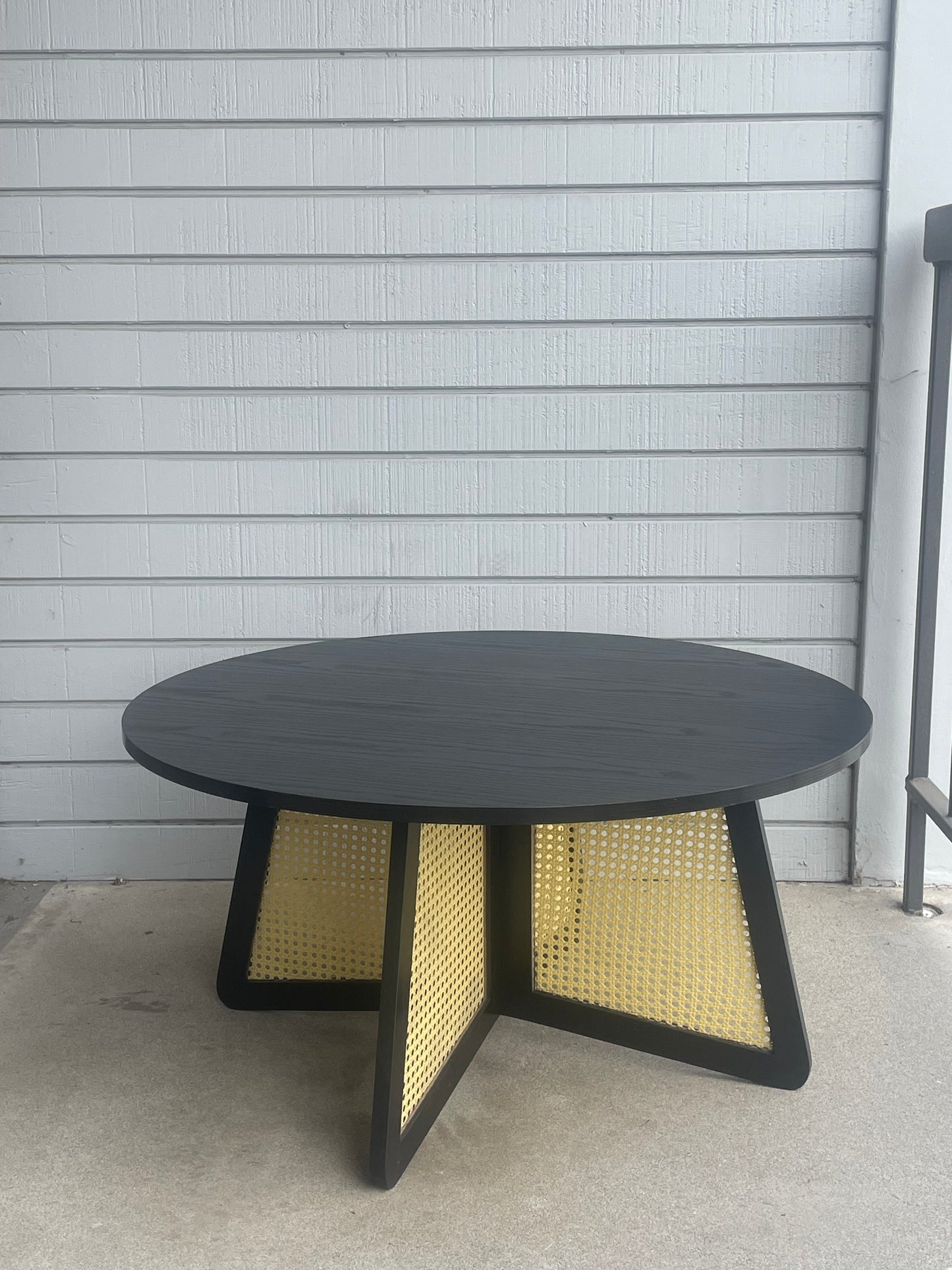 Shia Cane Round Black Coffee Table