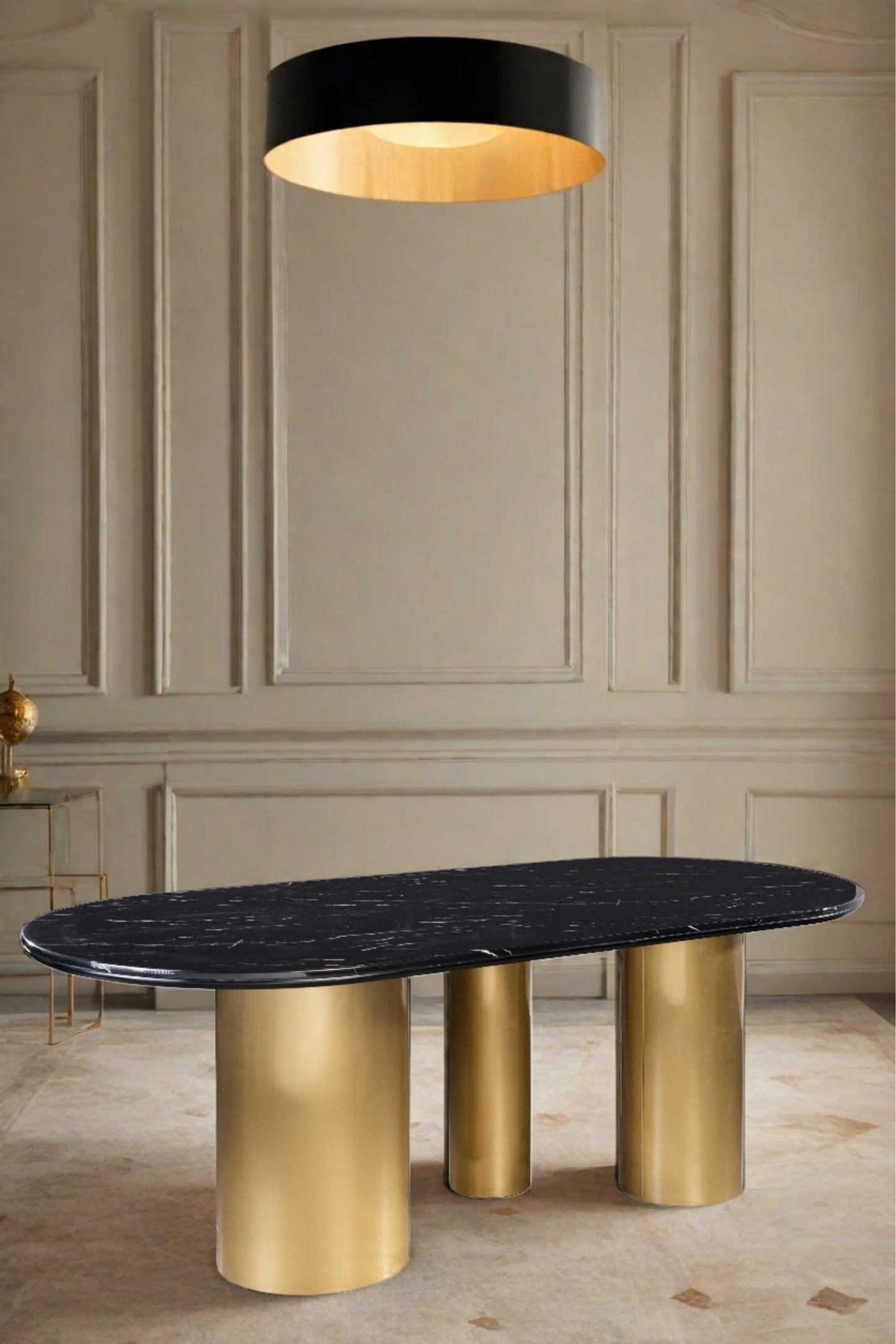 black and gold dining table