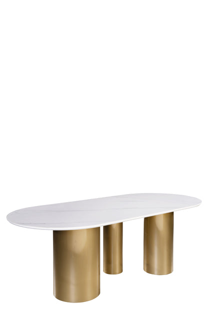 Beatrice Dining Set for 6 in White and Gold