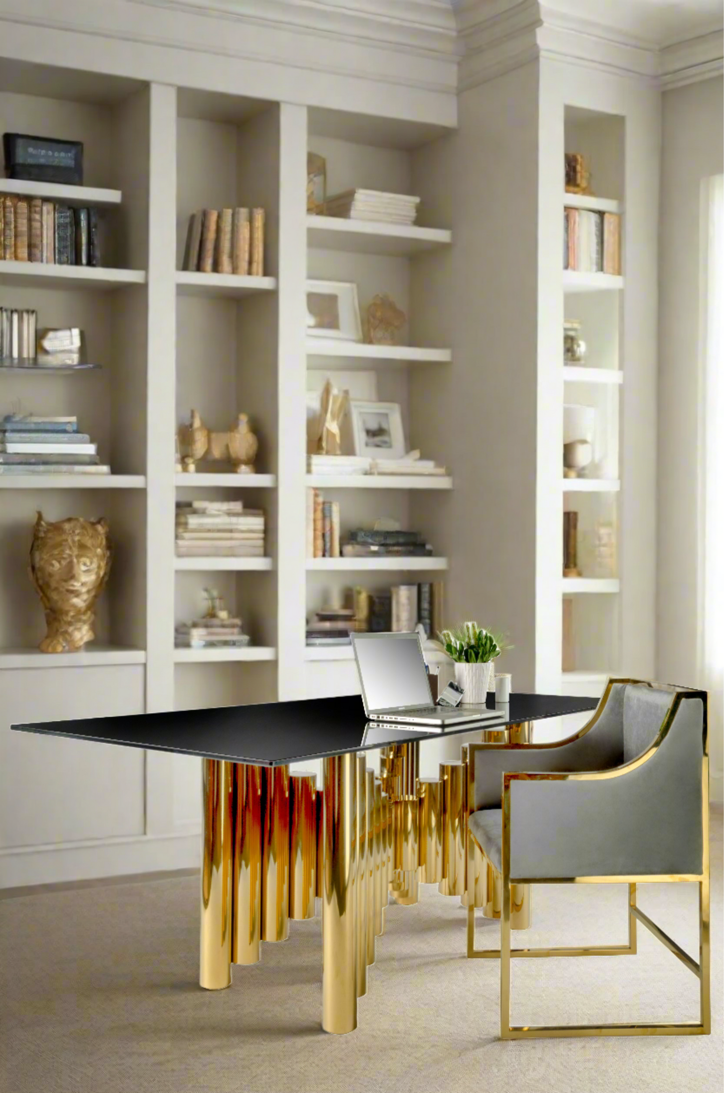 black and silver modern dining table