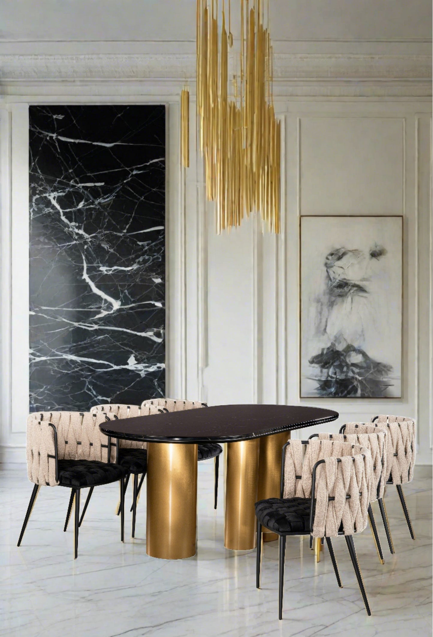 black and gold dining table set