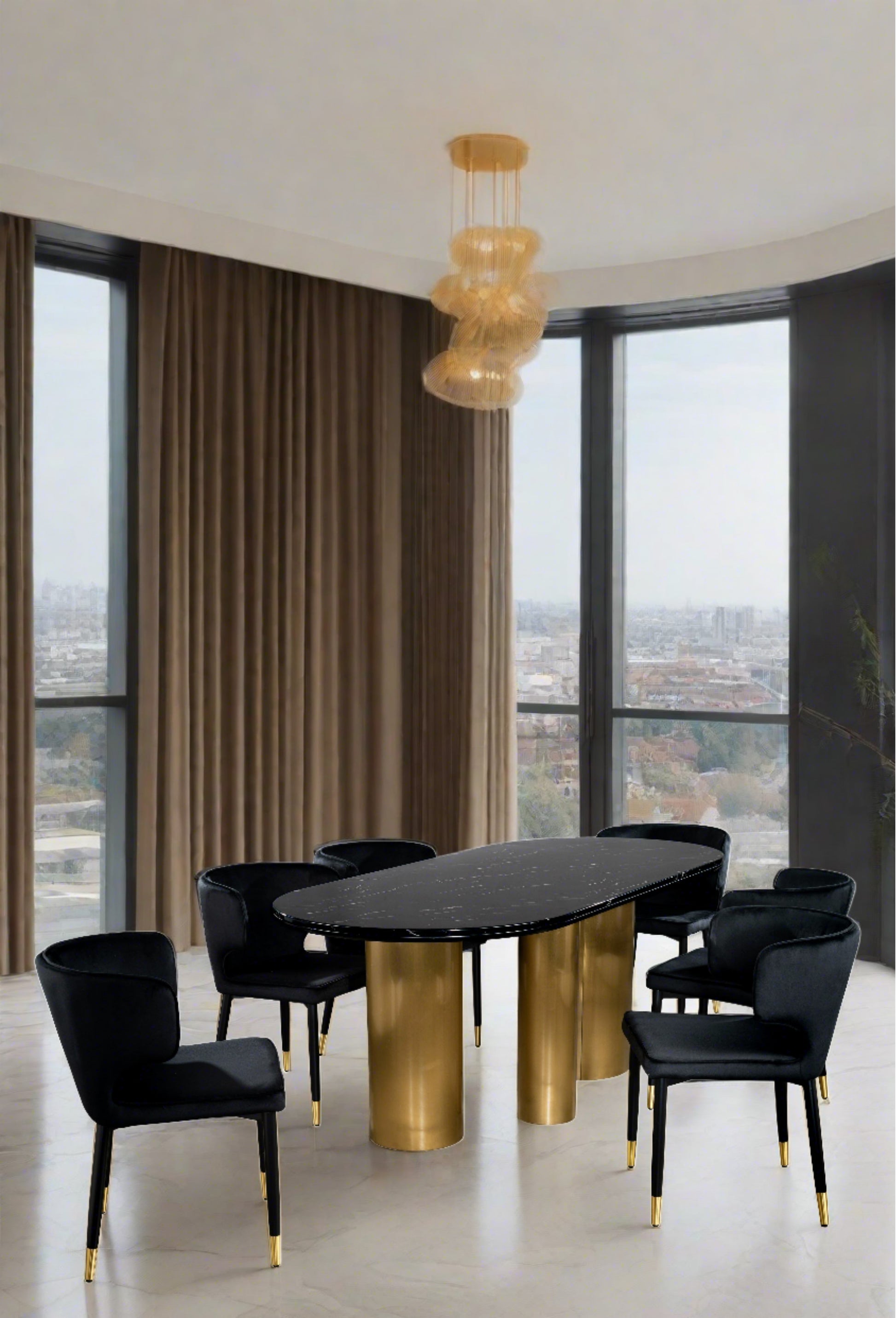 black and gold modern dining room set