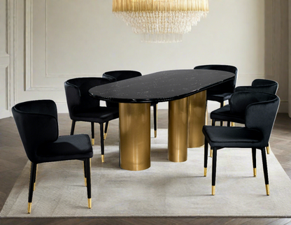 black and gold dining table set for 6