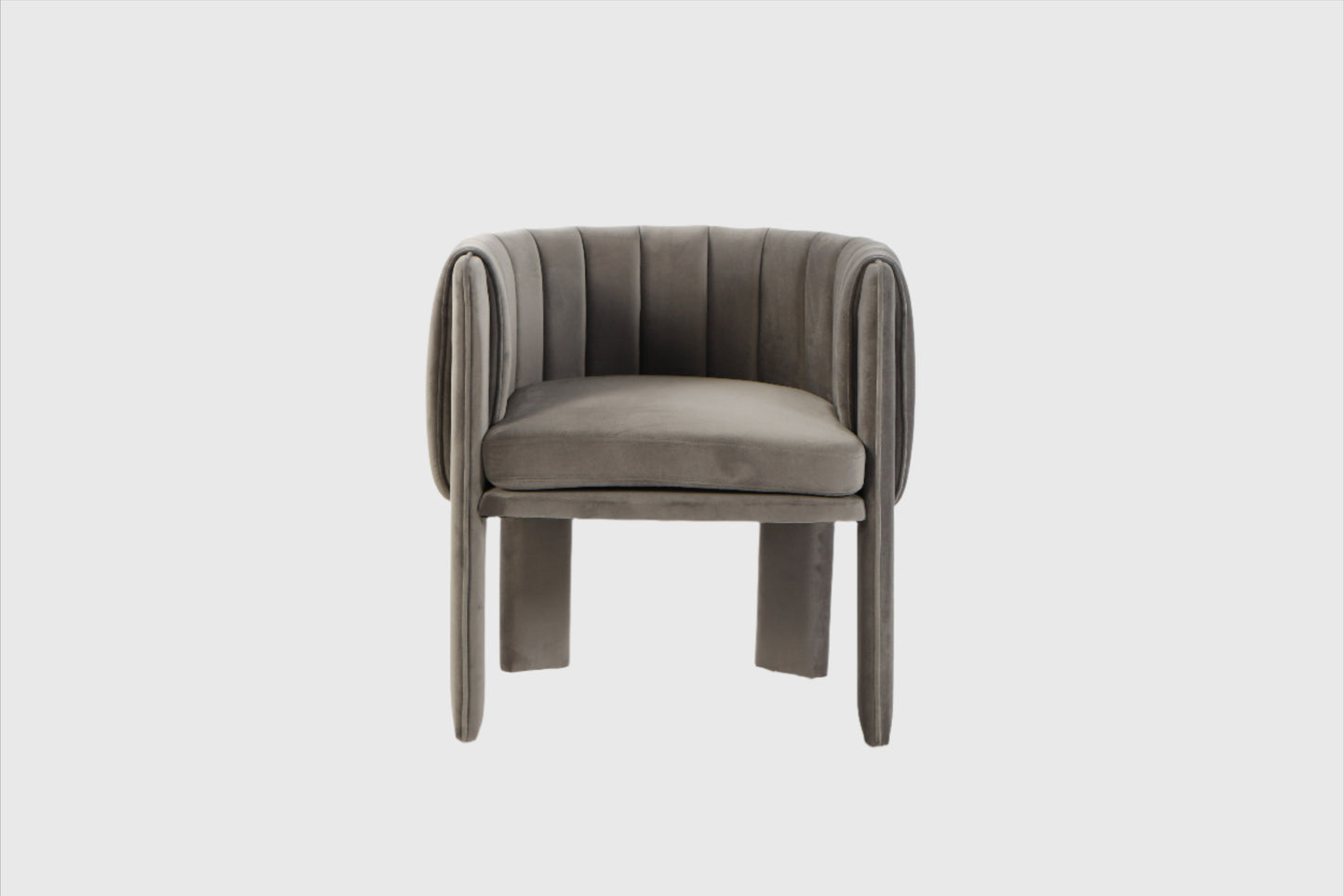 Olivia Channel Tufted Dining Armchair Chair in Gray