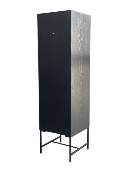 Black Tall Industrial Cane Accent Cabinet