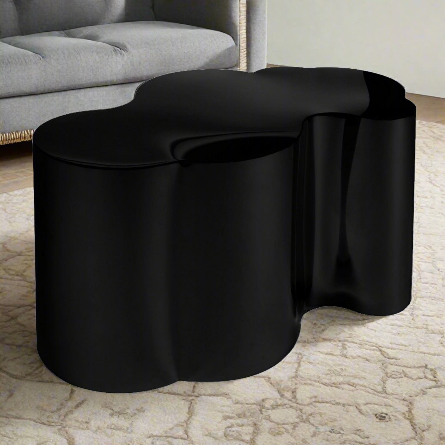 free form black modern coffee table