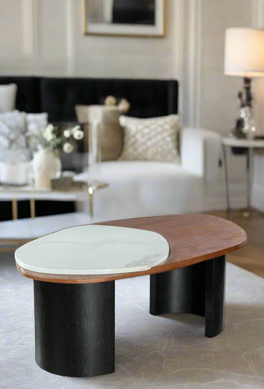 Modern Irregular Braxton Marble Top Coffee Table