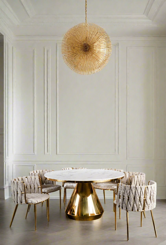 gold and white round dining room set