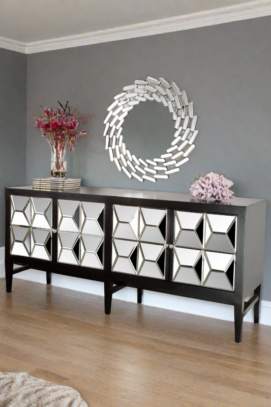Mirrored black contemporary sideboard
