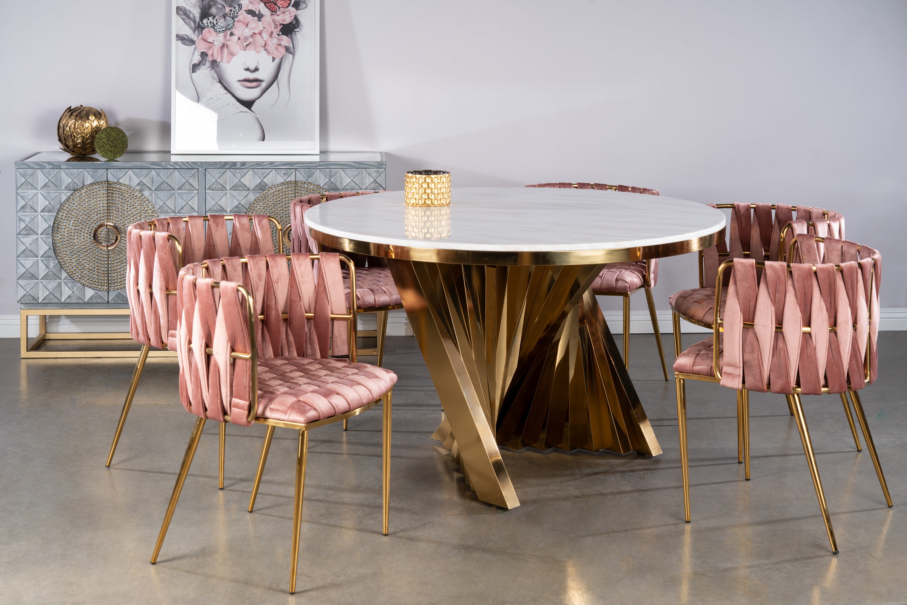 Rose gold dinner table sale