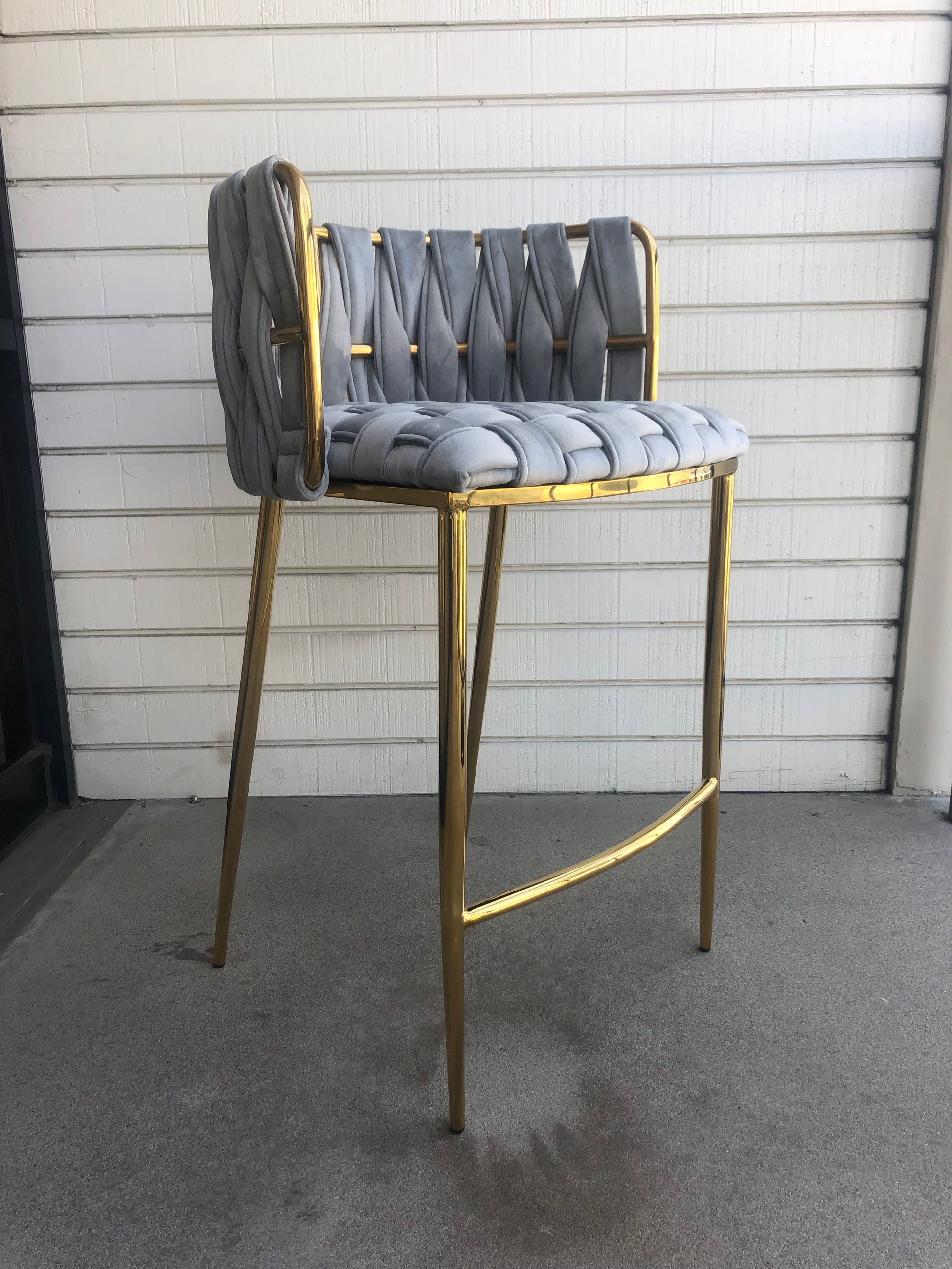 gray and gold kitchen stool