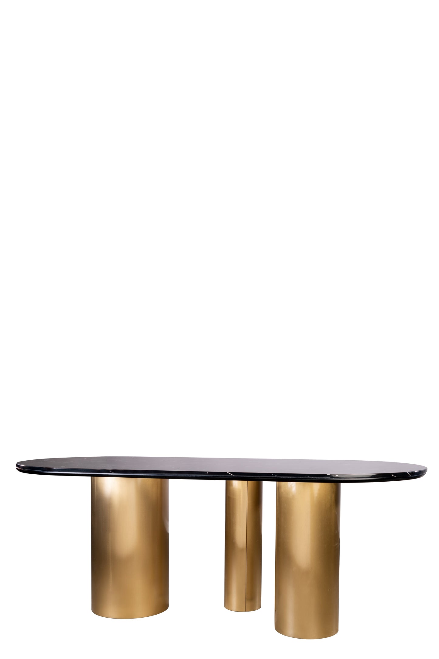 Balmain Marble Top Oval Dining Table for 6 with Black Chairs