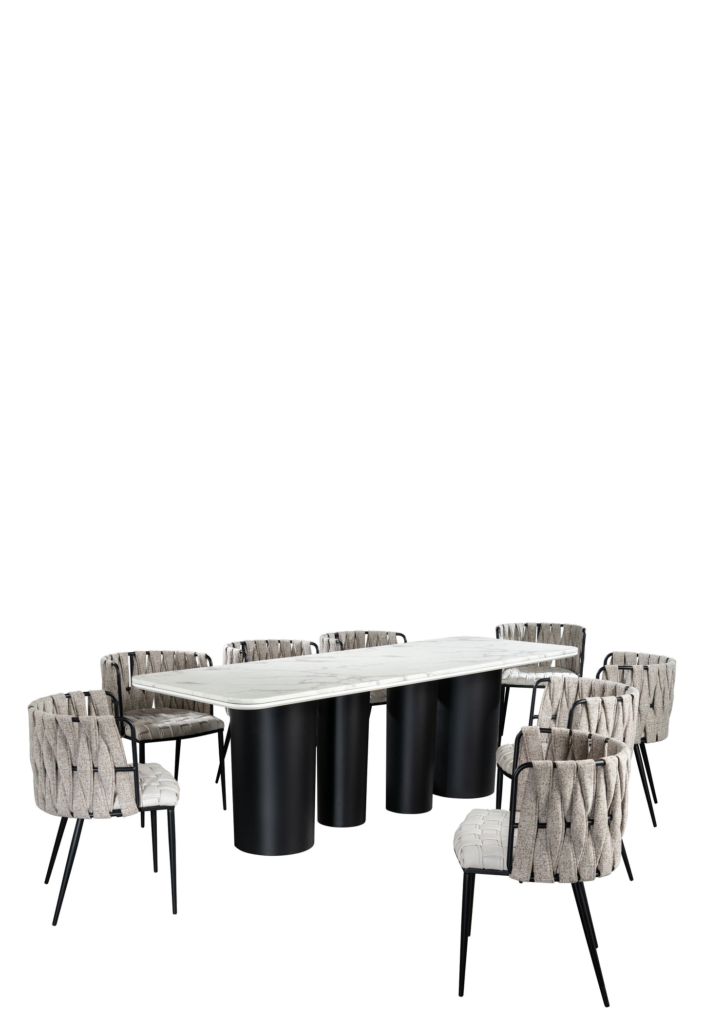 black and white dining table set