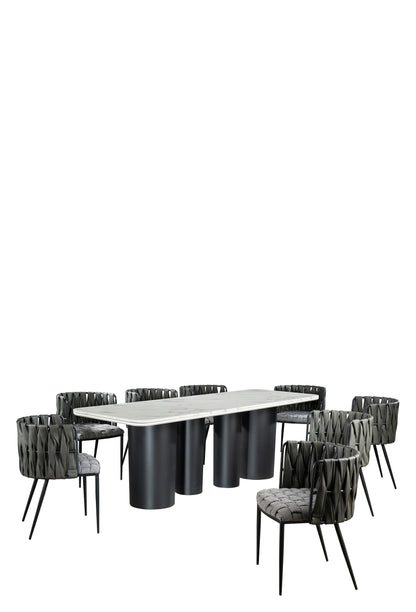 black and gray dining table set