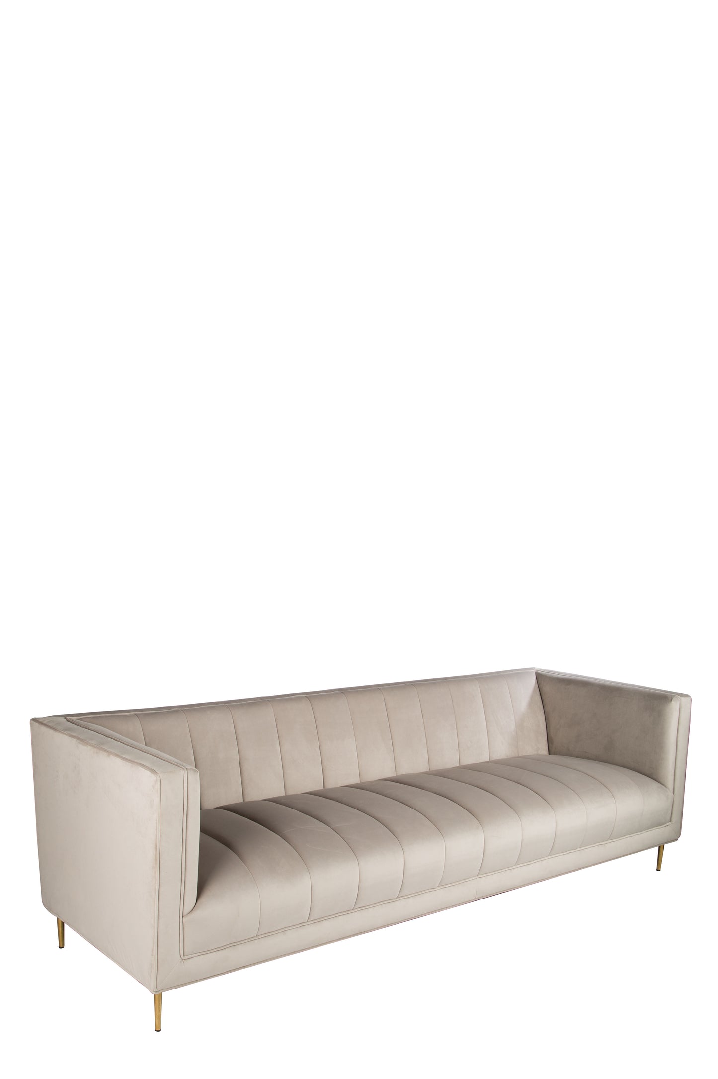 channel tufted gray sofa